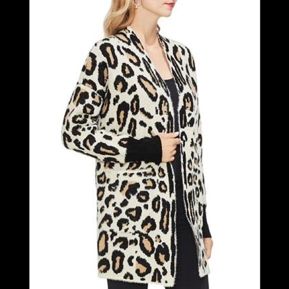 Vince Camuto Womens Cardigan Sweater Size Large leopard cheetah animal print - Picture 3 of 12